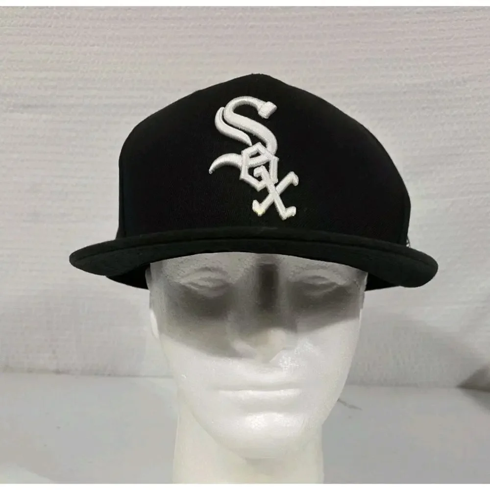 New Era 59Fifty Unisex Cap MLB Chicago White Sox Black Hat Cap Size 8
